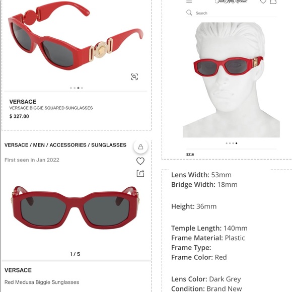 VERSACE UNISEX STRIKING RED AND GOLD SIGNATURE MEDUSA MOTIF SUNGLASSES main image 9